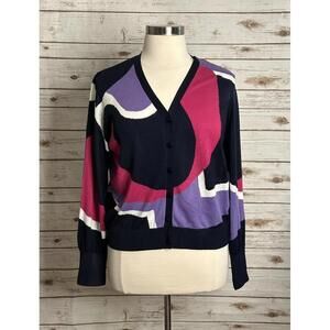 Chico's multicolored intarsia knit button front cardigan sweater Size 3/XL